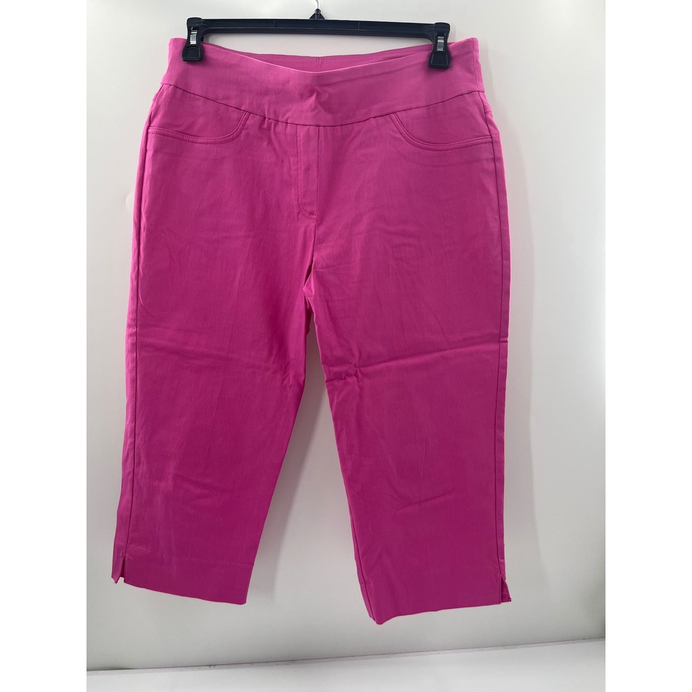 Ruby Rd Womens Pink Pull On Capri Pants Size 14 Cropped Stretch Trousers